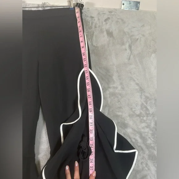 Jonathan Simkhai black with white edge ruffle cropped wide leg pants - Picture 9 of 12